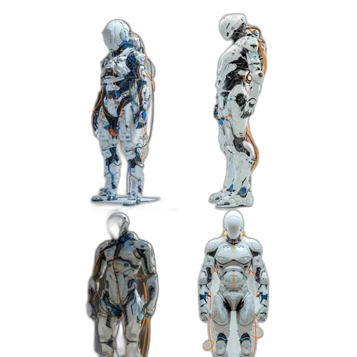 robot, jewelry, jacket, concept art, 3d render, outer space, blue, monochrome transparent PNG cut-out