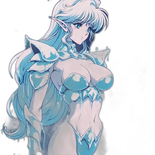 dress, robot, staff, crown, anime, concept art, watercolor, fantasy art transparent PNG cut-out