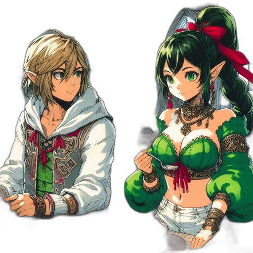 jacket, weapon, jewelry, pixel art, concept art, anime, fantasy art, green transparent PNG cut-out