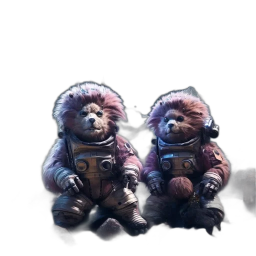 creature, concept art, 3d render, watercolor, pixel art, outer space, two, anthropomorphic transparent PNG cut-out