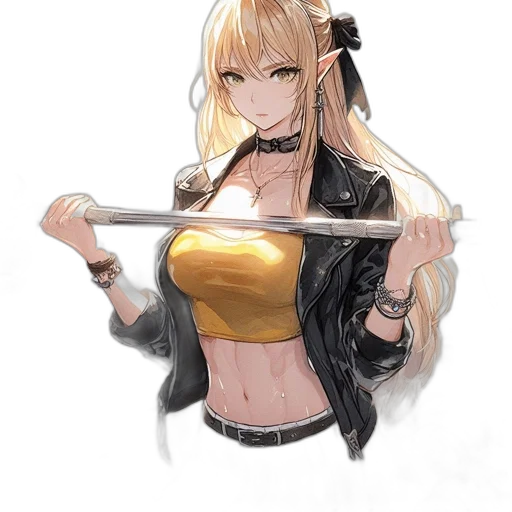 weapon, sword, staff, jacket, concept art, anime, fantasy art, cartoon transparent PNG cut-out