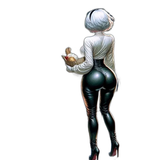 jacket, robot, weapon, staff, concept art, pixel art, comic book art, cyberpunk transparent PNG cut-out