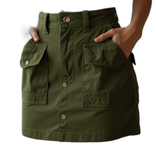 jacket, green, earth tones, womens, army, mini, skirt, cargo transparent PNG cut-out