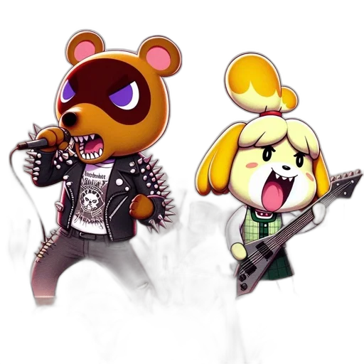 concept art, pixel art, cartoon, 3d render, two, animated, characters, bear transparent PNG cut-out