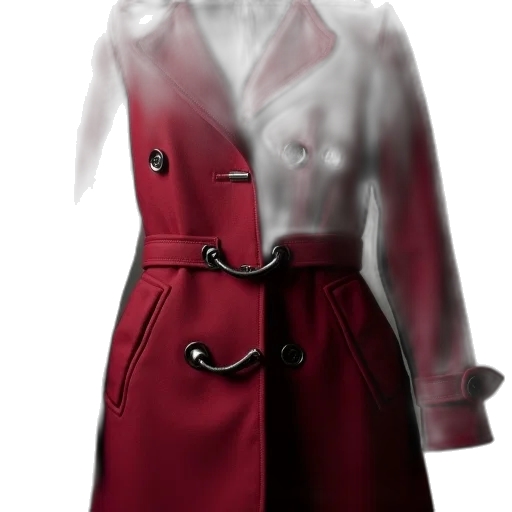 jacket, dress, 3d render, photorealistic, concept art, red, dark, monochrome transparent PNG cut-out