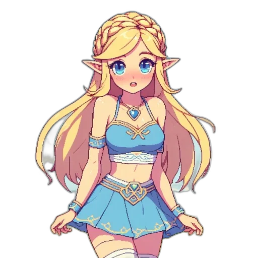 dress, pixel art, fantasy art, anime, concept art, pastel, blue, colorful transparent PNG cut-out