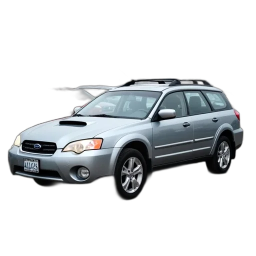 car, silver, subaru, outback, parked, gravel, lot, row transparent PNG cut-out