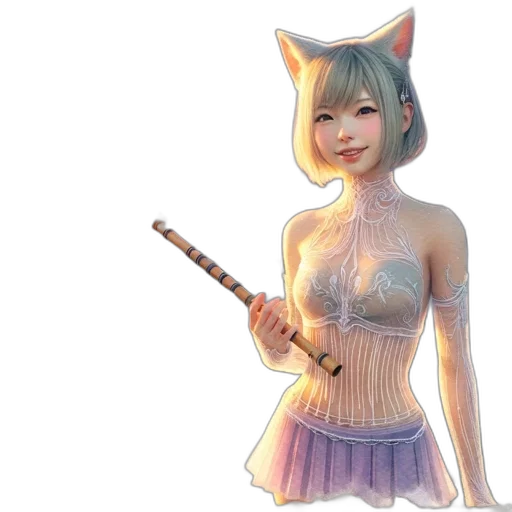 staff, weapon, dress, sword, fantasy art, anime, concept art, 3d render transparent PNG cut-out
