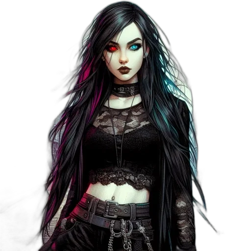 dress, fantasy art, concept art, comic book art, cyberpunk, dark, monochrome, colorful transparent PNG cut-out