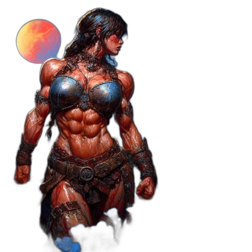 concept art, fantasy art, comic book art, pixel art, fierce, armored, woman, stands transparent PNG cut-out