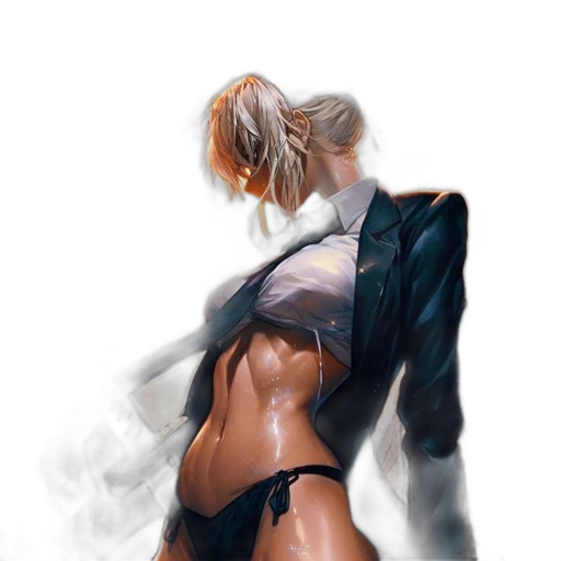 jacket, dress, robot, sword, cyberpunk, concept art, fantasy art, watercolor transparent PNG cut-out