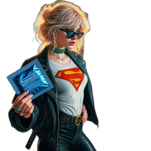 comic book art, concept art, cyberpunk, cartoon, woman, blonde, hair, black transparent PNG cut-out