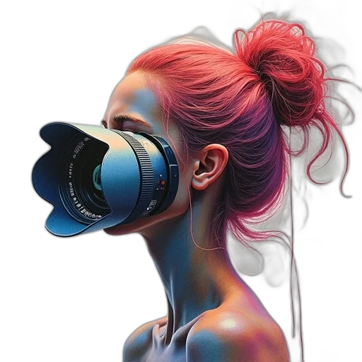 mask, robot, face, hair, cyberpunk, concept art, photorealistic, 3d render transparent PNG cut-out