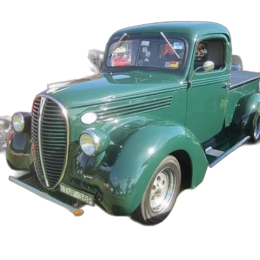 car, 3d render, photorealistic, green, classic, truck, parked, grass transparent PNG cut-out