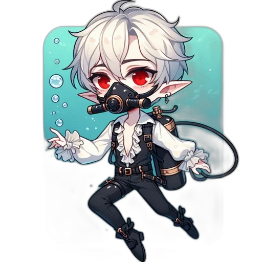 staff, creature, pixel art, concept art, fantasy art, cartoon, underwater, monochrome transparent PNG cut-out