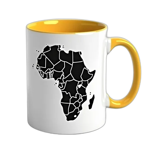 white, coffee, mug, detailed, map, africa, black, african transparent PNG cut-out