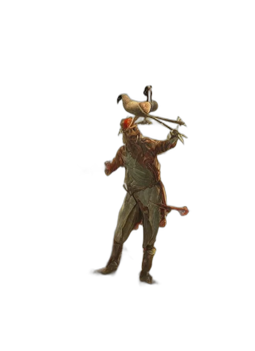 staff, hat, weapon, animal, concept art, 3d render, fantasy art, pixel art transparent PNG cut-out