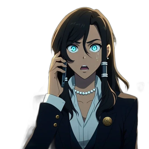 staff, face, jewelry, cartoon, anime, concept art, comic book art, blue transparent PNG cut-out