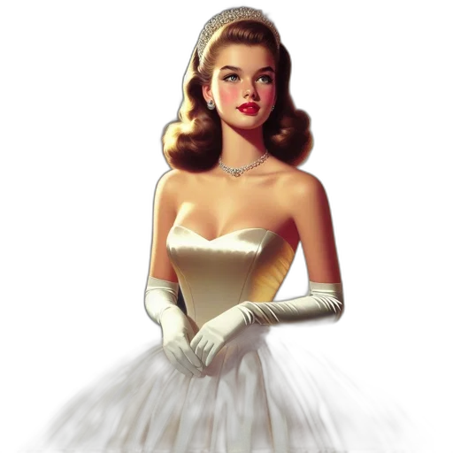 dress, crown, jewelry, photorealistic, concept art, cartoon, comic book art, woman transparent PNG cut-out