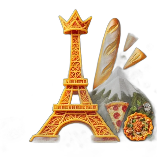 food, crown, jewelry, concept art, 3d render, pixel art, fantasy art, pasta-eiffel transparent PNG cut-out