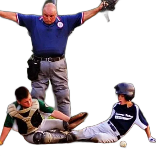 baseball, player, slides, into, home, plate, while, umpire transparent PNG cut-out