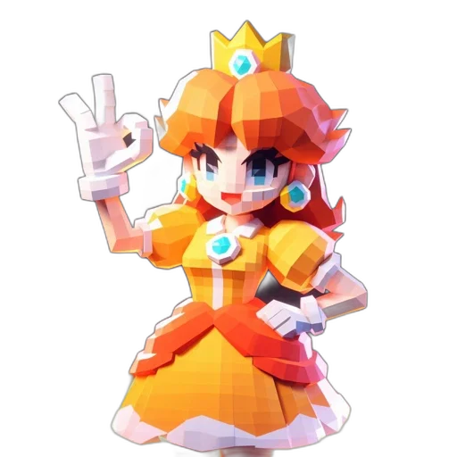 crown, staff, dress, weapon, pixel art, 3d render, concept art, anime transparent PNG cut-out