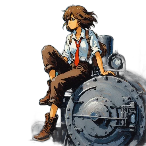 weapon, concept art, pixel art, anime, watercolor, young, woman, red transparent PNG cut-out