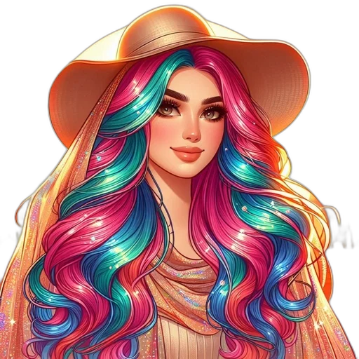 hair, hat, dress, jewelry, fantasy art, cartoon, photorealistic, anime transparent PNG cut-out