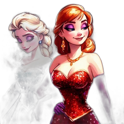 dress, concept art, comic book art, fantasy art, cartoon, fire, red, two transparent PNG cut-out