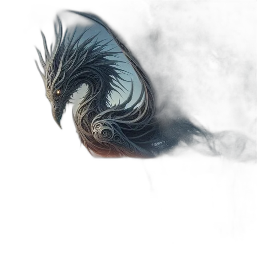 dragon, hair, animal, creature, fantasy art, concept art, photorealistic, watercolor transparent PNG cut-out