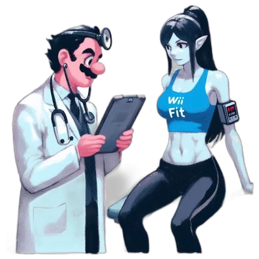 robot, concept art, comic book art, cartoon, cyberpunk, healthcare, setting, mario transparent PNG cut-out