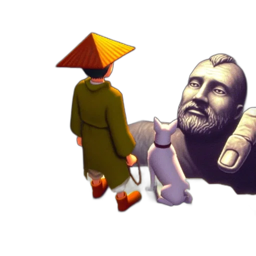 robot, umbrella, mask, hat, concept art, 3d render, pixel art, vaporwave transparent PNG cut-out