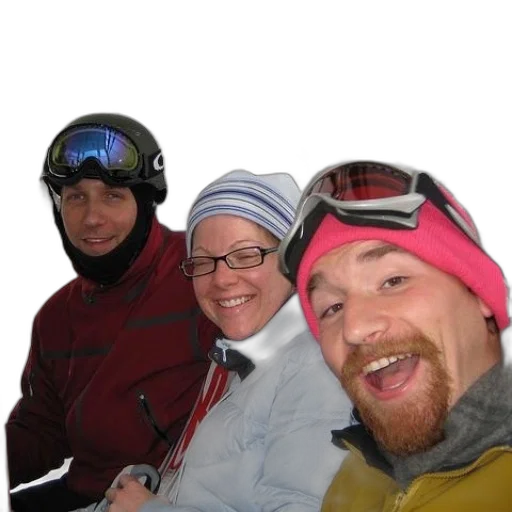 staff, hat, jacket, face, three, people, wearing, ski transparent PNG cut-out