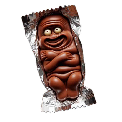 food, face, creature, animal, photorealistic, 3d render, brown, chocolate transparent PNG cut-out