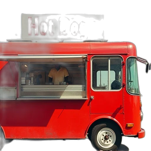 food, car, 3d render, red, white, hot, dog, vendor transparent PNG cut-out