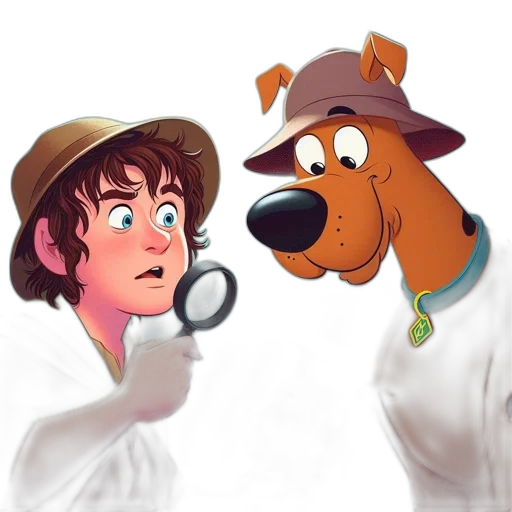 hat, staff, face, animal, cartoon, concept art, watercolor, 3d render transparent PNG cut-out