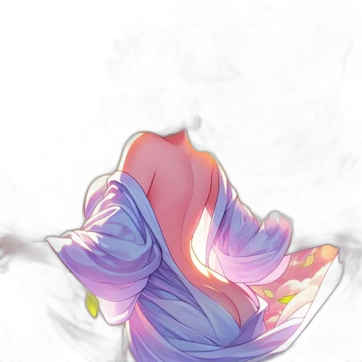 flower, dress, crown, hair, watercolor, concept art, anime, vaporwave transparent PNG cut-out