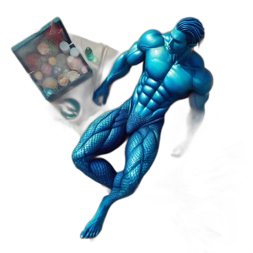 robot, jewelry, creature, concept art, 3d render, vaporwave, fantasy art, blue transparent PNG cut-out