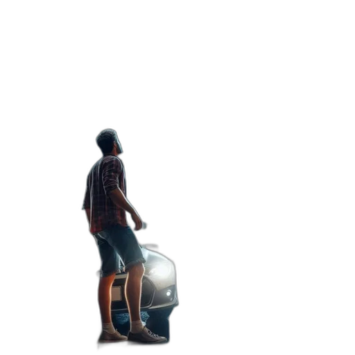 car, robot, jacket, umbrella, concept art, 3d render, pixel art, photorealistic transparent PNG cut-out