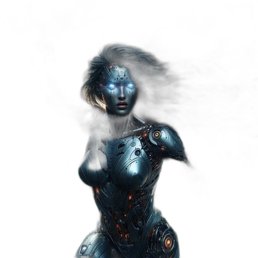 robot, dress, mask, creature, concept art, fantasy art, comic book art, cyberpunk transparent PNG cut-out