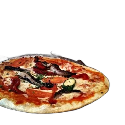 food, umbrella, weapon, 3d render, photorealistic, pizza, vegetables, plate transparent PNG cut-out