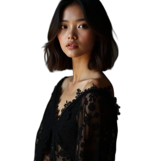 dress, staff, jewelry, face, photorealistic, dark, monochrome, earth tones transparent PNG cut-out