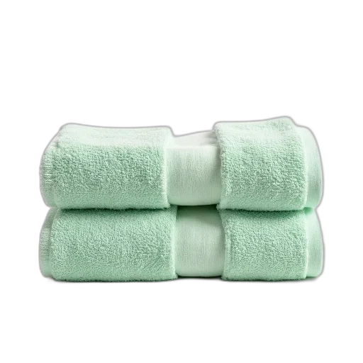 jacket, green, pastel, stack, two, white, towels, textured transparent PNG cut-out