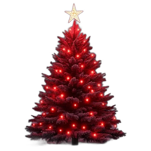 tree, 3d render, red, star transparent PNG cut-out