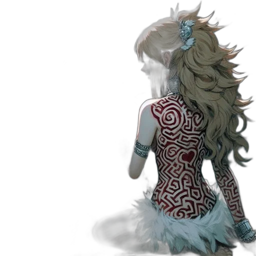 dress, dragon, hair, creature, concept art, fantasy art, 3d render, anime transparent PNG cut-out
