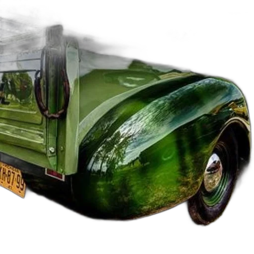 car, photorealistic, concept art, 3d render, fantasy art, vintage, green, pickup transparent PNG cut-out