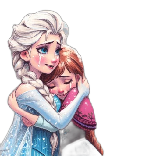 watercolor, fantasy art, concept art, pixel art, snow, two, animated, females transparent PNG cut-out