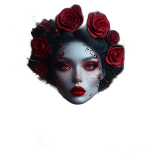mask, face, crown, flower, fantasy art, photorealistic, pixel art, concept art transparent PNG cut-out