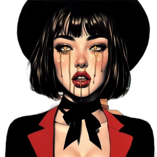 face, comic book art, cartoon, concept art, photorealistic, red, dark, illustrated transparent PNG cut-out