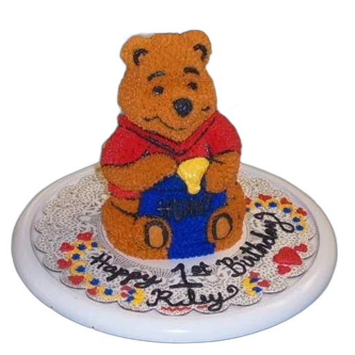 3d render, winnie, pooh, cake transparent PNG cut-out